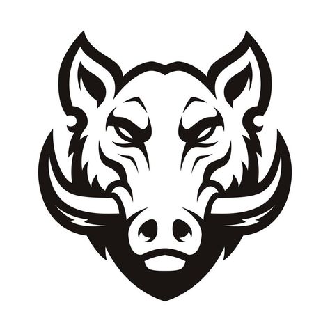 Boar Drawing, Pig Hunting, Bear Logo Design, Pig Logo, Boars Head, Animal Stencil, Wild Boar, Drawing Easy, Animal Tshirt