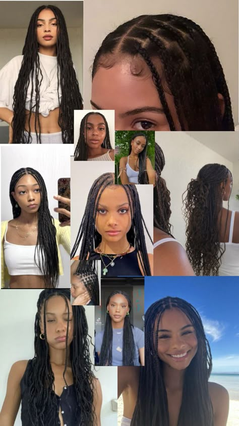 Small Knotless braids Schmedium Knotless Box Braids, Braids Mid Length, Bob Length Knotless Braids, Small Knotless Braids, Bday Hair, Medium Knotless, Small Knotless, Braid Hairstyle, Small Braids