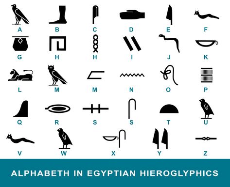 Hieroglyphics Alphabet, Egyptian Hieroglyphics Symbols, Egyptian Cross, Greek Symbol, Alphabet Symbols, Writing Tattoos, Ancient Egypt Art, Word Art Design, Symbols And Meanings