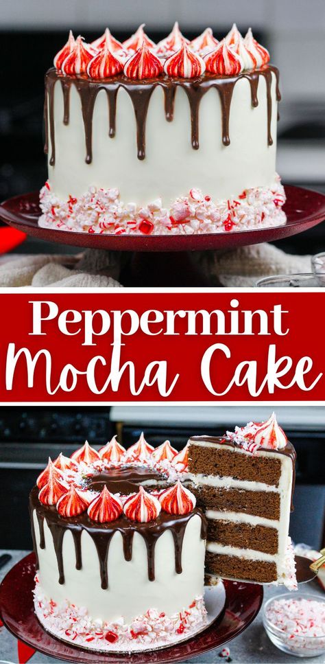 Peppermint Mocha Cake, Peppermint White Chocolate, Starbucks Peppermint Mocha, Peppermint Cake, Mocha Cake, White Chocolate Buttercream, Fluffy Cake, Peppermint White, Baking Cocoa