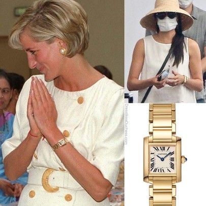 Meghan Markle wearing Princess Diana Cartier tank watch http://liketk.it/2UEr9 #liketkit @liketoknow.it Lady Diana Cartier Watch, Lady Diana Watch, Meghan Cartier Watch, Princess Diana Cartier Watch, Lady Diana Jewelry, Cartier Ladies Watch, Princess Diana's Jewelry, Princess Diana Watch, Meghan Markle Jewelry Style