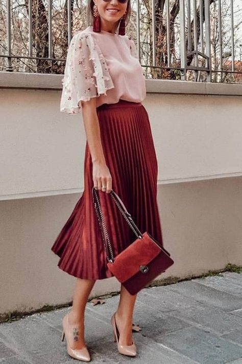 7949e456002b28988d38185bd30e77fddesc40398139ri Pleated Maxi Skirts, Summer Work Wardrobe, Red Pleated Skirt, Dorothy Dandridge, Bath Dress, Summer Work, Pleated Maxi Skirt, Summer Work Outfits, Pleated Maxi