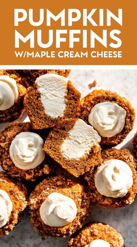 Thanksgiving Deserts Ideas, Cream Cheese Filling Recipe, Cream Cheese Whipped Cream, Autumn Foods, Maple Cream Cheese, Pinch Of Yum, Fall Baking Recipes, Recipe Pumpkin, Maple Cream