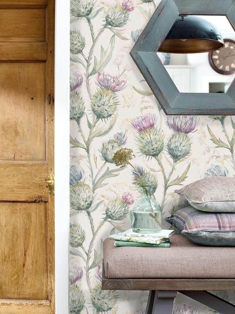 Reiki Room Ideas, Thistle Wallpaper, Width Wallpaper, Country Fabric, New Home Wishes, Ranch Remodel, Bedroom Wallpaper, How To Hang Wallpaper, Spring Wallpaper