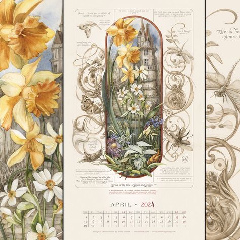 Blooming Tapestry. Calendar 2024 :: Behance Bloom Calendar, Witchy Calendar 2024, Antique Calendar, Botanical Tarot Cards, Botanical Calendar 2023, History Illustration, Watercolor Calendar, Calendar 2024, Harvest Time