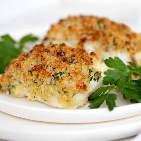 This panko-crusted cod is a quick, easy and delicious fish dinner, with garlic, lemon and mustard together with a crispy panko topping. Panko Crusted Fish With Lemon Dill Sauce, Panko Cod Baked, Panko Crusted Cod, Crusted Cod, Lemon Dill Sauce, Brunch Bread, Cod Recipes, Fish Dinner, Seafood Pasta