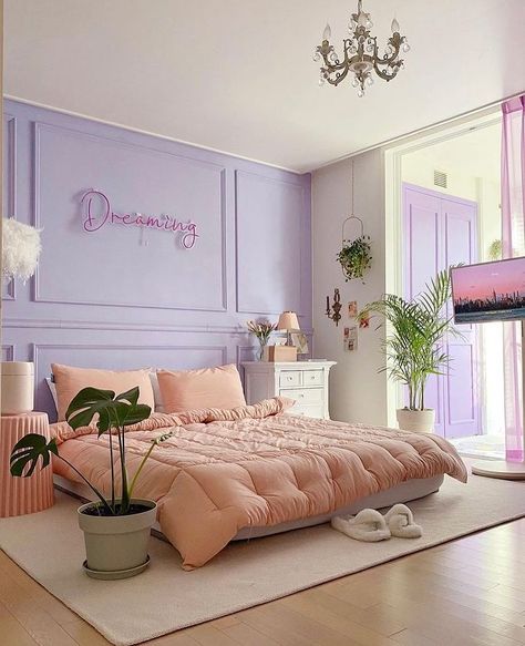 Pastel Purple Interior, Lilac Room Ideas, Lilac Room Ideas Bedrooms, Lilac Bedroom Ideas, Lilac Room, Lilac Bedroom, Lavender Bedroom, Fairy Bedroom, Whimsical Bedroom