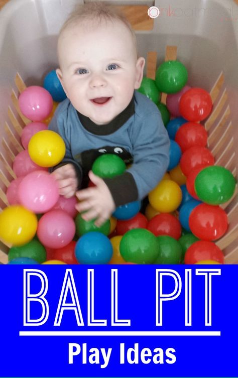 Ball Pit Play Ideas | Pink Oatmeal Teaching Babies, Finger Paints, Baby Toys Diy, Baby Play Activities, Baby Activities, Activities For Toddlers, Toddler Play, Sensory Experience, Ball Pit