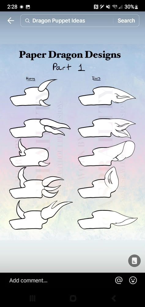 Paper Dragon Puppet Bottom Jaw, Paper Dragon Puppet Horn Ideas, Anime Animals Drawings, Paper Hand Dragon, Cardboard Dragon Head Template, Paper Dragon Ideas Aesthetic, Paper Dragon Puppet Ears Ideas, Paper Dragon Ears Ideas, Paper Dragon Inspiration