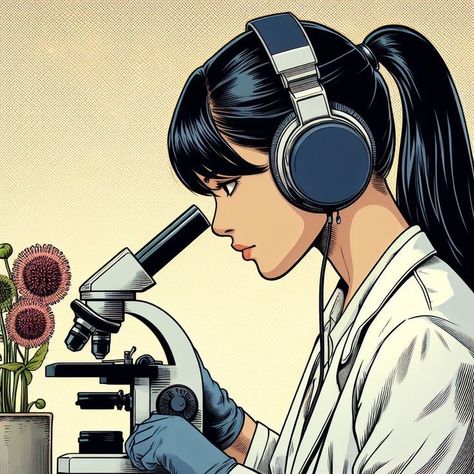 Science Anime Aesthetic, Female Chemist Aesthetic, Scientist Illustration Character Design, Anime Doctor Woman, Anime Scientist Woman, Spaceship Furniture, Female Scientist Character Design, Scientist Drawing, Scientist Character Design