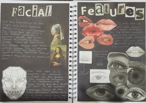 Facial Features Art Gcse Page, Facial Features Art Gcse, Art Coursework, Makeup Artist Portfolio, Photography Sketchbook, Media Magazine, Title Ideas, Gcse Art Sketchbook, A Level Art Sketchbook