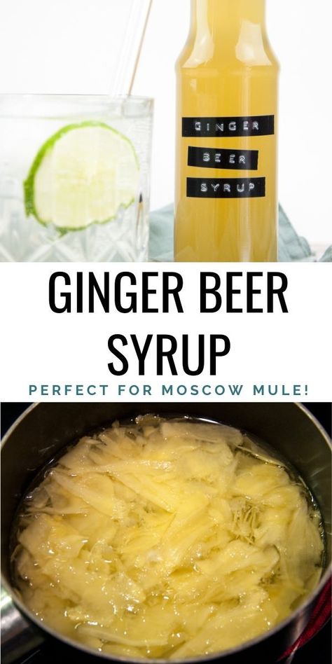 I LOVE drinks with ginger. Ginger beer usually takes 2-3 weeks of fermenting but this is a much faster alternative: Yeast-free and alcohol-free Ginger Beer Syrup. Perfect for Moscow Mules! | ElephantasticVegan.com #ginger #syrup Ginger Simple Syrup Recipe, Diy Ginger Beer, Drinks With Ginger, Ginger Syrup Recipe, Beer Syrup, Weird Diy, Homemade Ginger Beer, Ginger Beer Recipe, Ginger Bug