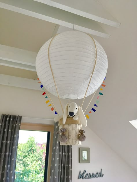 Hot Air Balloon Lantern Diy, Hot Air Balloon Light Shade, Paper Lantern Classroom Decor, Hot Air Balloon Lampshade, Hot Air Balloon Lamp Diy, Hanging Hot Air Balloon Decor, Hot Air Balloon Lantern, Hot Air Balloon Kids Room, Hot Air Balloon Playroom