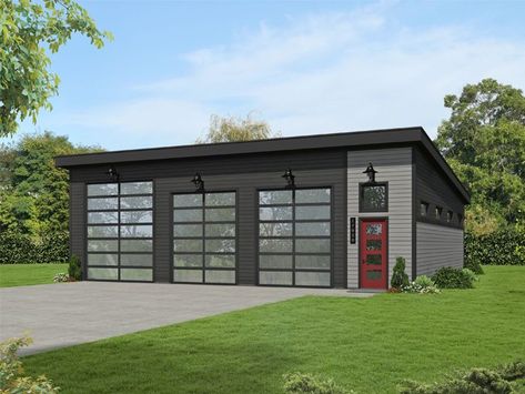 Garage Homes, Rv Garage Plans, Garage With Living Quarters, Metal Shop Building, Garage Plans Detached, Rv Garage, Tandem Garage, Pool House Plans, Modern Garage