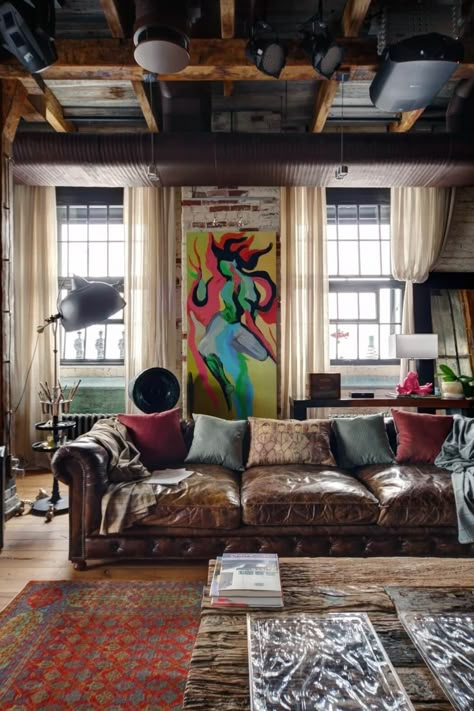 Loft Apartment Designs, Eclectic Loft, Urban Industrial Decor, Loft Stil, Loft Decor, Urban Loft, Loft Living, Bachelor Pad, Style Loft