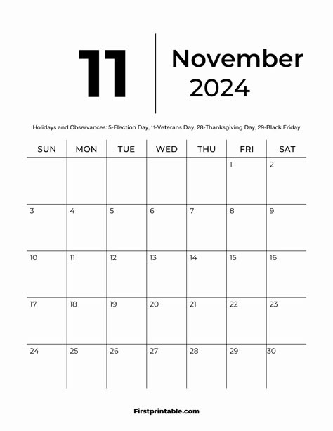 Free Printable & Fillable November Calendar 2024 Free Printable Monthly Planner, Header Ideas, Free Printable Calendar Templates, Free Calendar Template, November Calendar, 달력 디자인, Business Calendar, Monthly Planner Template, Business Fonts