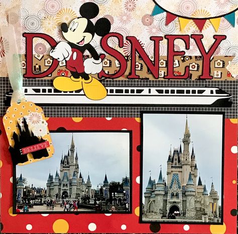 School Layouts, France Scrapbooking, Disney Transportation, Wedding Scrapbook Pages, Scrapbook Disney, Disney Layouts, Vintage Scrapbooking, Anniversary Scrapbook, Cute Scrapbooks