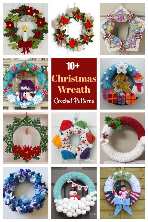 Christmas Wreath Crochet, Crochet Wreath Pattern, Wreath Crochet, Ideas Decoracion Navidad, Diy Natal, Crochet Christmas Wreath, Crochet Christmas Ornaments Free, Diy Christmas Wreaths Ideas, Christmas Crochet Patterns Free