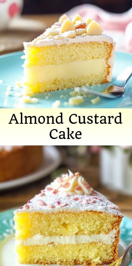 This Almond Custard Cake is a dreamy dessert with layers of nutty almond flavor and creamy vanilla custard. Perfect for any occasion, this elegant cake will satisfy your sweet tooth and impress your guests. Follow the easy recipe for a delicious homemade treat that's sure to delight. #AlmondCustardCake #LayerCake #DessertLovers #SweetIndulgence #CakeArtistry #BakingFromScratch #HomeBaking #AlmondLove #CakeDecorating Vanilla Custard Cake Recipe, Vanilla Custard Cake, Almond Custard, Custard Cake Recipes, Elegant Cake, Custard Cake, Custard Filling, Almond Flavor, Vanilla Custard