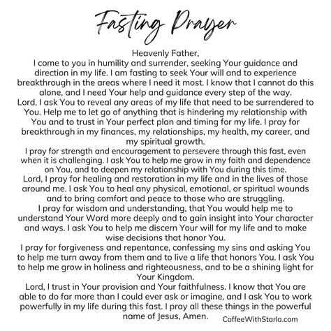 7 Days Of Fasting And Prayer Guide - Coffee With Starla 7 Days Fasting And Prayer Plan, Fasting Journal Ideas, Types Of Fasting And Prayer, Fasting Prayer Scriptures, Fasting And Prayer For Beginners, 3 Day Fasting And Prayer, Devotional Ideas, Fasting Guide, Fasting And Prayer