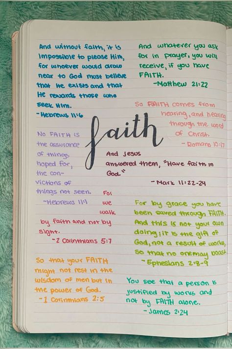 Christian Bible Journal Bible Verse Journaling Ideas, Decorate Bible Pages, Christian Diary Ideas, Pretty Bible Notes, Journaling With God, Bible Journal Cover Ideas, Notebook Notes Ideas, Bible Journaling For Beginners Notebook, Armor Of God Bible Journaling