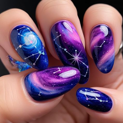 Outer Space Nails, Galactic Nails, 25 Nails, Space Nails, Nails Design Ideas, Nine Inch Nails, Dream Nails, Mani Pedi, Beauty Trends