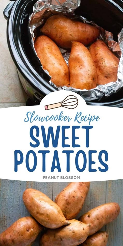 Slow Cooker Sweet Potatoes Sweet Sides, Crockpot Sides, Crock Pot Sweet Potatoes, Ic Recipes, Vegetables Recipes, Cooking Sweet Potatoes, Potato Recipe, Crock Pot Slow Cooker, Think Food