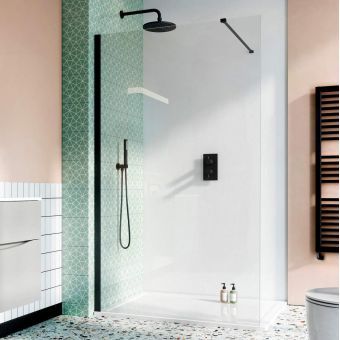 Easy To Clean Shower Design Walk In, Tin Shower Walls, Small Ensuite Shower Room, Ensuite Decor, Black Shower Screen, Modern Showers, Windowless Bathroom, Bedroom Wallpapers, Burlington Bathroom