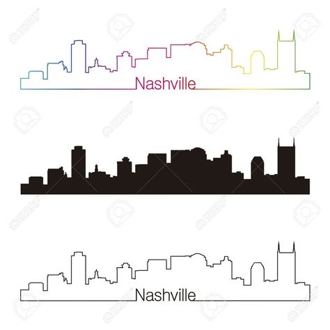 Painting Silhouettes, Nashville Tattoo, Indianapolis Skyline, Formal Cooler Ideas, Skyline Image, Skyline Tattoo, Skyline Drawing, Nashville City, Nashville Art