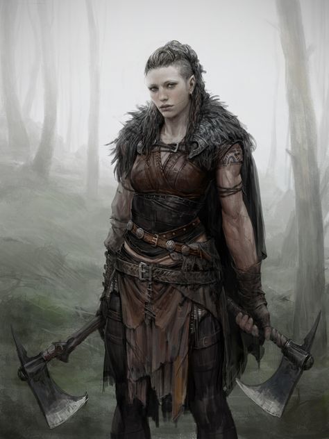 ArtStation - personal work Axe , Sungryun Park Firbolg Cleric, Nordic Armor, Barbarian Woman, Costume Viking, Viking Character, Viking Metal, Viking Costume, Viking Women, Viking Woman