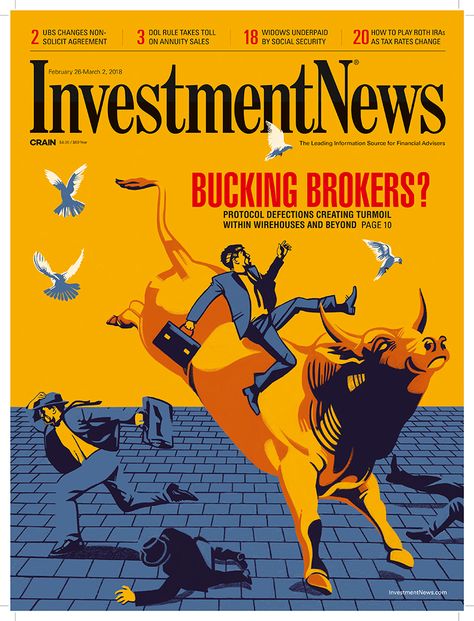 Ivan Canu’s graphic cover illustration for Investment News magazine accompanied an article on broken peace on Wall Street. Graphic Cover, Report Layout, Pc Design, Investing Books, Sales Letter, Roth Ira, Cover Illustration, News Magazine, Investment Advisor