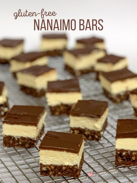 Nanaimo Bars, best nanaimo bar recipe, gluten-free Nanaimo Bars Gluten Free Nanaimo Bars Recipe, Nanimono Bars Gluten Free, Nanaimo Bars 12 Tomatoes, Gf Nanaimo Bars, Paleo Nanaimo Bars, Nainamo Bars Recipe Easy, Nut Free Nanaimo Bars, Dessert Bars Gluten Free, Nanaimo Bars Without Custard Powder