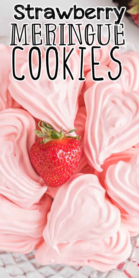 In this Strawberry Meringue Cookie recipe, we'll walk you through the steps to create your own batch of delicious strawberry meringue cookies. Merguine Cookies, Strawberry Meringue Cookies, Meringue Cookie, Strawberry Meringue, Meringue Cookie Recipe, Baked Meringue, Meringue Recipe, Strawberry Jello, Valentine Dinner