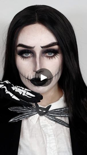 22K views · 1.7K reactions | Jack Skellington 💀  trust the process and wait till the end pls🤣 • PRODUCTS @maccosmeticsuk pro paint palette @mehronmakeup paradise paints @urbandecayuki Prince collection white kohl pencil eyeliner  @kashbeauty Midnight Metals Palette @hudabeauty translucent powder  • #mehron31daysofhalloween #makeup #mua #creativemakeup #jackskellington #jackskellingtonmakeup #jackskellingtoncosplay #nightmarebeforechristmas #halloween #halloweenmakeup #spookyseason #timburton #timburtonmakeup #halloweeninspo | 𝔈𝔪𝔪𝔞 𝔉𝔞𝔯𝔯𝔢𝔩𝔩 | The Citizens of Halloween · This Is Halloween (From "The Nightmare Before Christmas" Soundtrack) How To Do Jack Skellington Makeup, Jack Skellington Womens Makeup, Jack Skellington Halloween Makeup, Jack Skellington Makeup Kids, Jack Nightmare Before Christmas Makeup, Jack Makeup Halloween, Jack Skellington Makeup Female Easy, Jack Skellington Makeup Female, Jack Skellington Face Paint