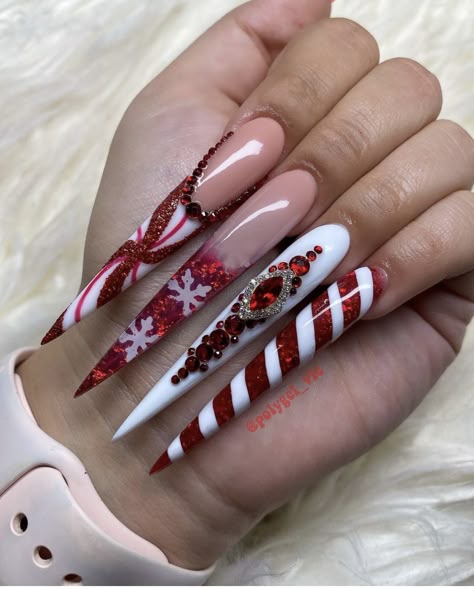 Peppermint Nails, Elite Nails, Peppermint Christmas, Winter Nails Acrylic, Glamour Nails, Nails Today, Stiletto Nails Designs, Work Nails, Acrylic Nails Coffin Pink