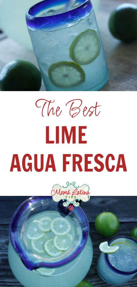 Coconut Agua Fresca Recipe, Lime Agua Fresca Recipe, Authentic Agua Fresca, Agua Fresca Mexicanas Recipes, Agua Fresca Lime, Easy Agua Fresca Recipe, Mexican Lemonade Recipes, Aguas Frescas Recipes, Lime Drink Recipes