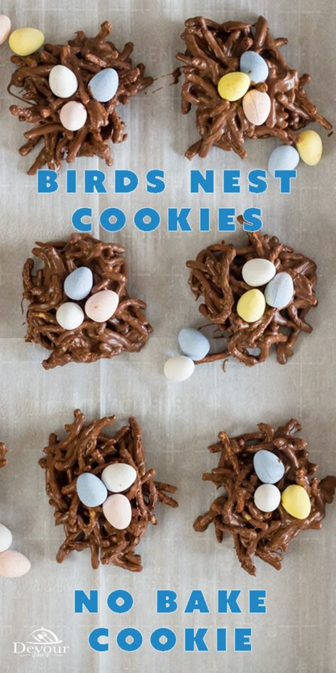 Egg Nest Cookies, Easter Egg Nest Cookies, Birds Nests Recipe, Birds Nest Cookies, Easter Birds Nest, Haystack Cookies, Chocolate Nests, Easter Egg Nest, Cadbury Eggs