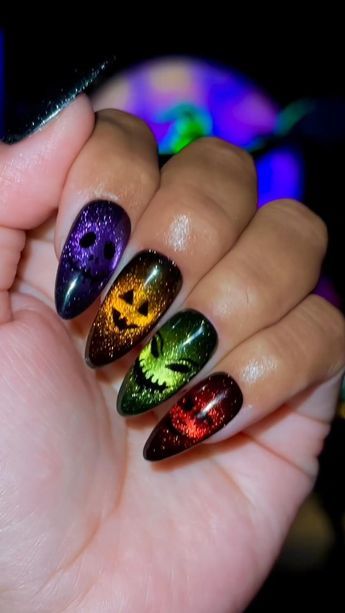 Holloween Nails, Korean Nail Art, Summer Nail Art, Blush Nails, Nail Art Designs Videos, Cat Eye Nails, Halloween Nail Designs, Halloween Nail Art, Fancy Nails