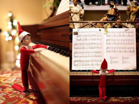 15 MORE Fun Elf on the Shelf Ideas Holiday Traditions Family, Awesome Elf On The Shelf Ideas, The Elf On The Shelf, Xmas Elf, Elf Antics, Elf Fun, Santa's Little Helper, Playing Piano, Elf On The Shelf Ideas