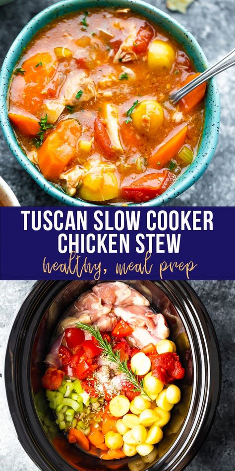 Tuscan slow cooker chicken stew recipe is healthy, hearty, and so easy to prepare in the crockpot! Rosemary, fennel seeds and balsamic vinegar give this stew a ton of flavor.  #sweetpeasandsaffron #crockpot #slowcooker #cleaneating #glutenfree #freezermeal #chicken #stew #mealprep Slow Cooker Chicken Stew, Chicken Stew Recipe, Crockpot Stew, Chicken Crockpot Recipes Easy, Stew Chicken Recipe, Stew Recipe, Crock Pot Slow Cooker, Chicken Stew, Healthy Crockpot