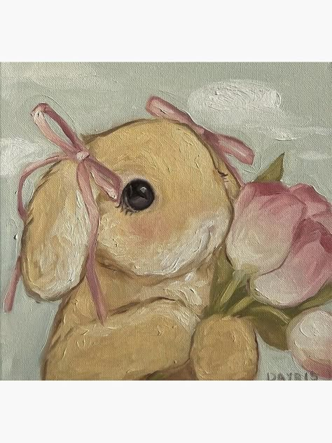 "Coquette bunny" Sticker by Sophiasstore7 Coquette Animals, Bunny Painting, Bunny Drawing, Pink Painting, Cute Paintings, Pinturas Disney, Book Art Drawings, الرسومات اللطيفة, Cute Doodles