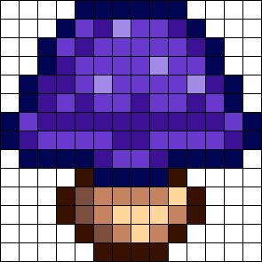 Purple Mushroom, Easy Perler Bead Patterns, Pearl Beads Pattern, Easy Perler Beads Ideas, Easy Pixel Art, Pixel Art Templates, 8bit Art, Pattern Maker, Perler Bead Templates