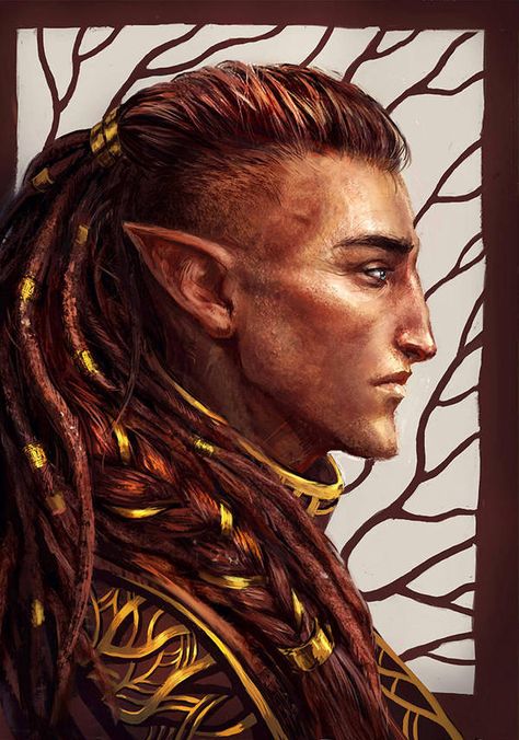 Dread wolf by Nyaka-N Elf Hairstyles, Solas Dragon Age, Fantasy Fighter, Brown Boys, Male Elf, Green Elf, Half Elf, Elves Fantasy, Elf Art