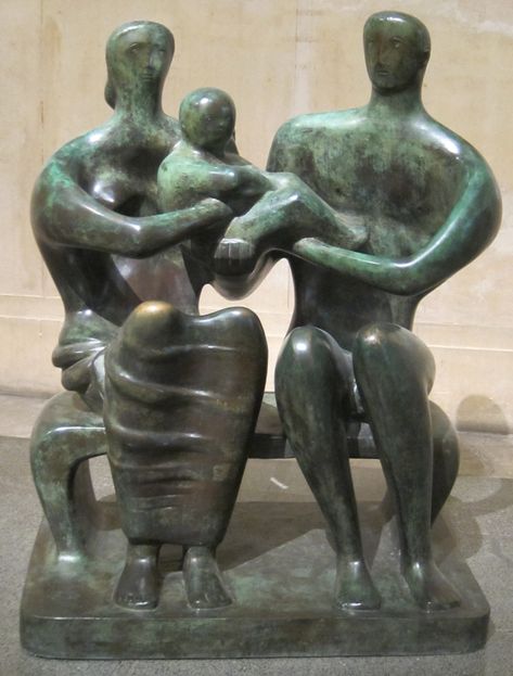 File:'Family Group', bronze sculpture by Henry Moore, 1949, Tate ... Henry Moore Sculptures, Mother Father And Baby, Family Statue, Sculpture Lessons, Tate Britain, Father And Baby, Henry Moore, Dream Land, Sculpture Park