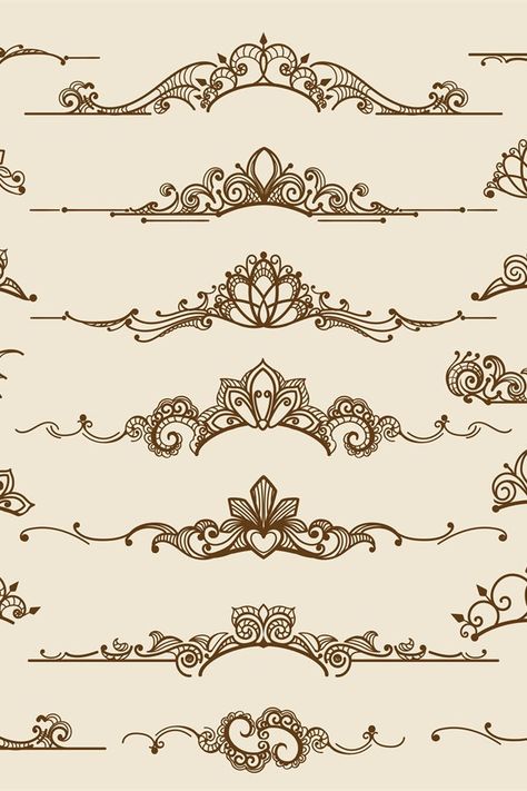 #victorian #filigree #vector #element #border #vintage #decorative #ornament #design #royal Tattoo Boarder Design, Royal Design Pattern, Antique Border Design, Filigree Border Design, Victorian Scrollwork Patterns, Border Vector Design, Victorian Ornaments Design, Ornamental Border Design, Victorian Border Design