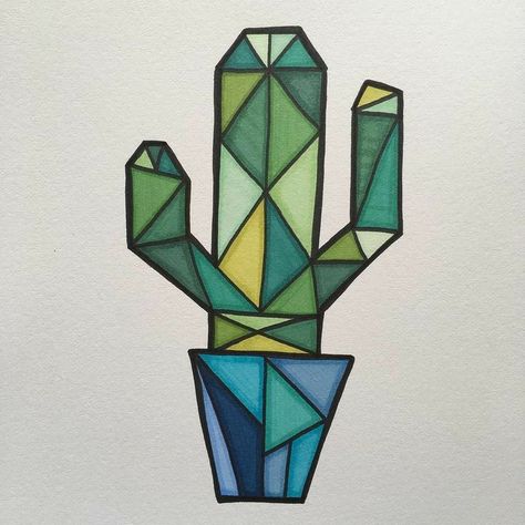 Cubism, Geometric Shapes, Stained Glass, Cactus, Glass, Green, On Instagram, Blue, White