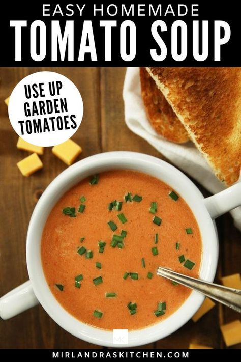 Frozen Tomatoes, Easy Homemade Tomato Soup, Easy Soups To Make, Homemade Tomato Soup, Cream Of Tomato, Cream Of Tomato Soup, Tomato Soup Homemade, Condensed Soup, Super Salads