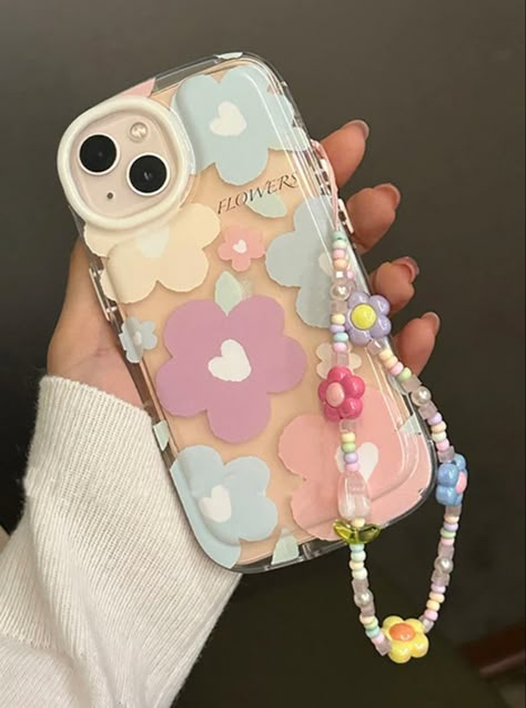 Sweet Lovely Tulip Flower Beaded Mobile Phone Charm Strap Women Fashion Phone Chain Phone Cover With Chain, Phone Chain Ideas, Phone Beads Chain, Phone Case With Charms, Phone Strap Aesthetic, Phone Charms Aesthetic, Mobile Charms, Phone Case Strap, Fake Gifts