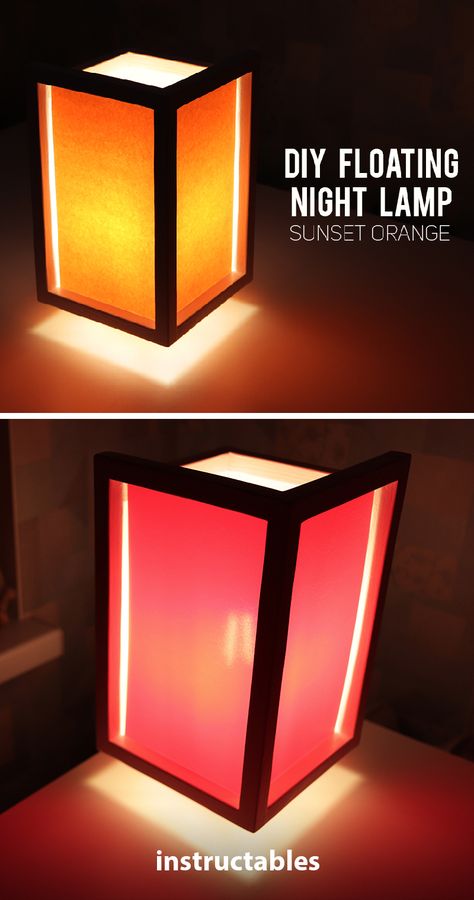 DIY "Floating" Night Lamp #lighting #decor #woodworking Diy Table Lamp, Lamp Shade Frame, Wooden Lampshade, Lampshade Makeover, Rustic Lamp Shades, Diy Lampe, Heat Lamps, Diy Lamp Shade, Lighting Decor