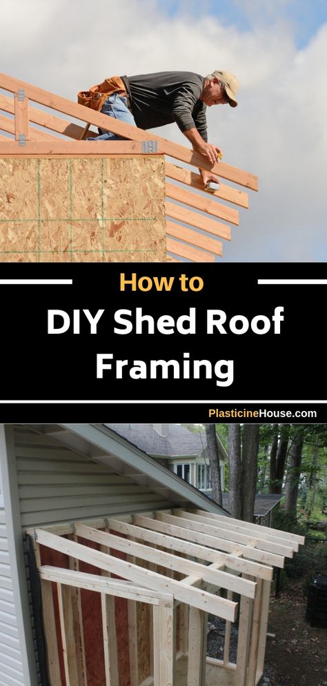 How To Build A Shed Roof, Diy Shed Porch, Diy Shed Roof, How To Roof A House, Shed Roof Framing, Shed Roof Ideas, Building A Shed Roof, Shed Roof Design, Diy Roofing